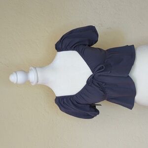 Aritzia Sunday Best Kaia Cropped Peasant Top in Vintage Navy Size Small